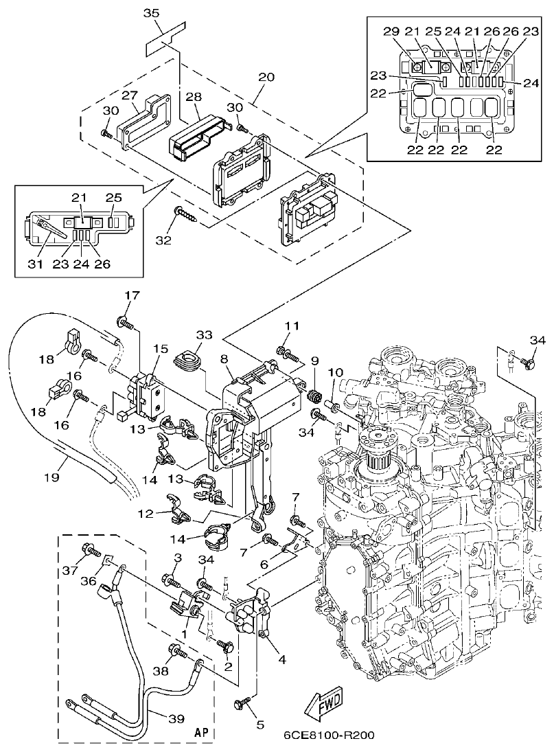 Yamaha F300DET, FL300DET ELECTRICAL 3 parts diagram